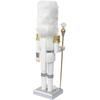 FUNPENY 14" Christmas Decorative Nutcracker Figures, Handmade Wooden Soldier In White Uniform Hold Scepter, Festive Collectible Nutcracker Gift for