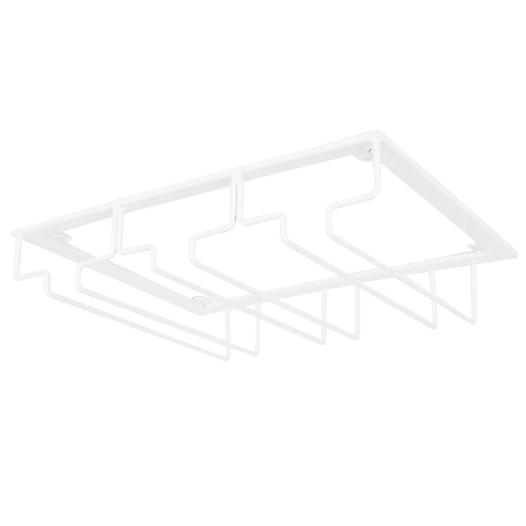 Wine Glass Rack Under Cabinet Stemware Holder Storage Hanger Metal Organizer for Bar Kitchen3 Slot