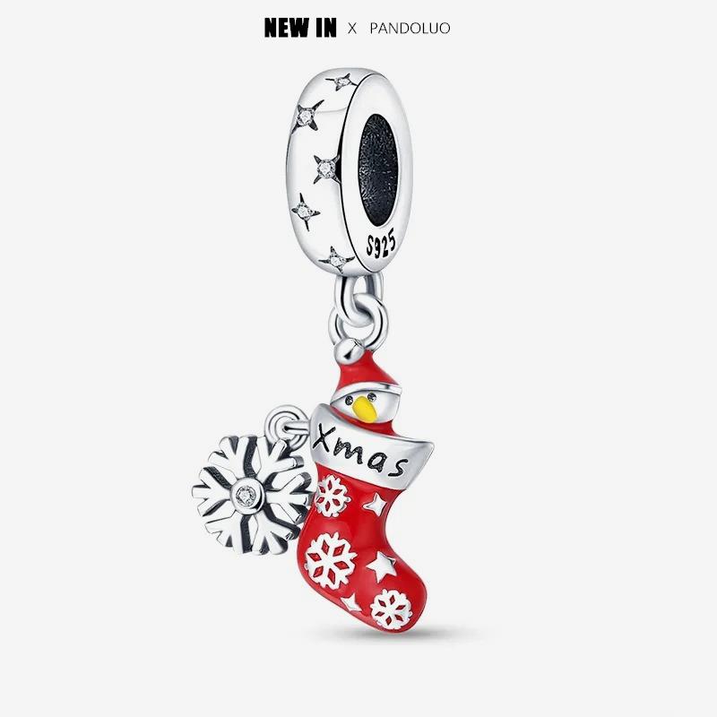 New In Christmas Series Charm Beads Fits Pandach Original Bracelet For Women Copper Pendant Bead Jewelry Festival Gift