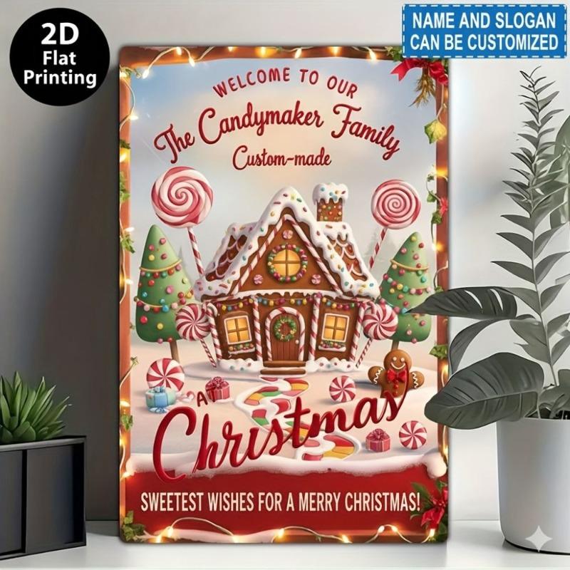 Vintage Merry Christmas Metal Sign, Retro Holiday Wall Decor 20x30cm
