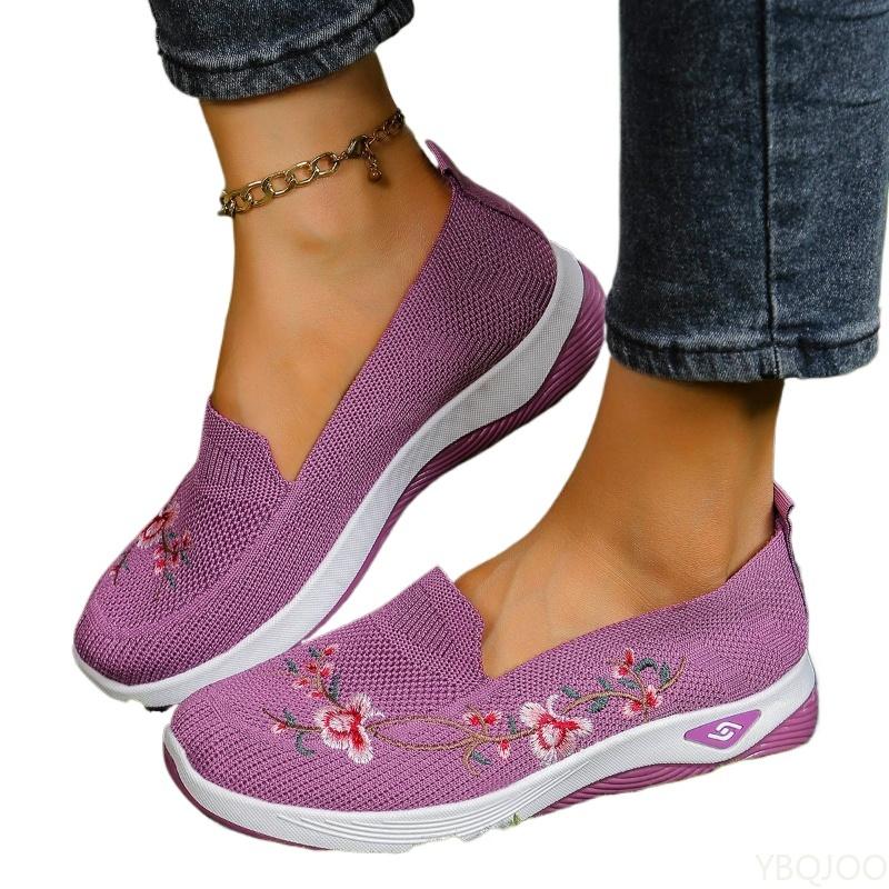 Fashion Spring summer women's retro ethnic style embroidered shoes breathable flat bottom simple comfortable daily women's shoes