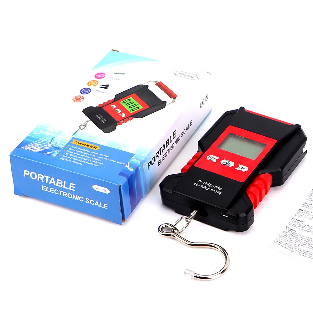50KG/5g Digital Fishing Scale with 1.5m Ruler Portable Travel Luggage Weighing Scale Waterproof Electronic Scale for Kitchen