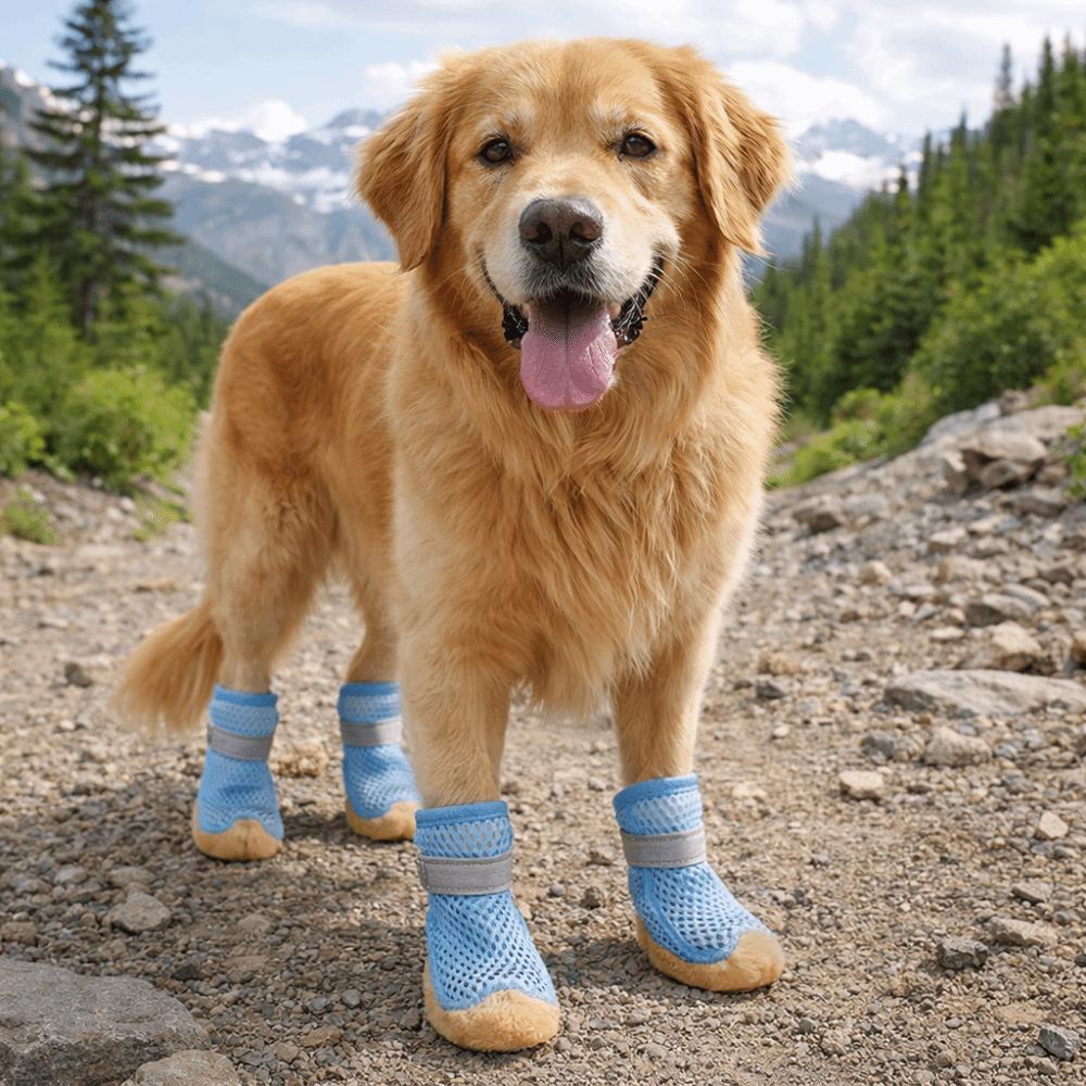 Wear Resistant Dog Mesh Shoes Adjustable Pet Paw Protector Anti Slip Dog Shoes  Walking Outdoor