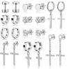10 Paar Titanstahl Kreuz Hängende Klapp-Creolen Huggie Ohrringe Set für Männer Frauen Ohrpiercing Schmuck Geschenke