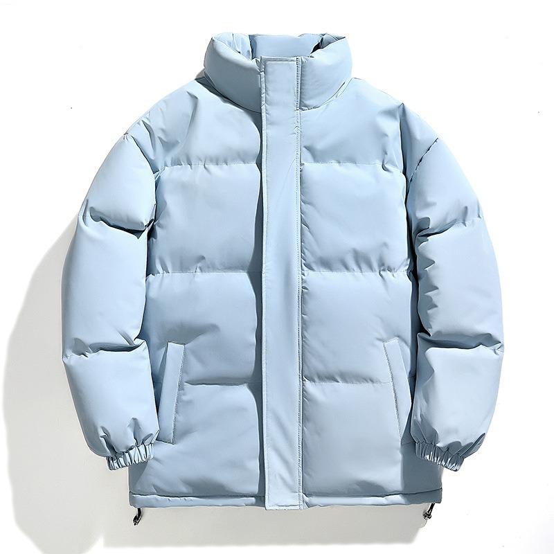 Winter Trend Two Open Fashion Casual Warm Stand-up Collar Cotton-padded Clothes Men Solid Color Bread Clothes Couple Cotton-padded Jacket