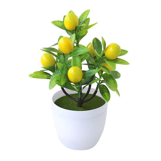

Artificial Lemon Tree Potted Plants Small Fake Yellow Lemons Citrus Tree Faux Fruit Greenery Bonsai Decoration for Indoor Home Office 1pc