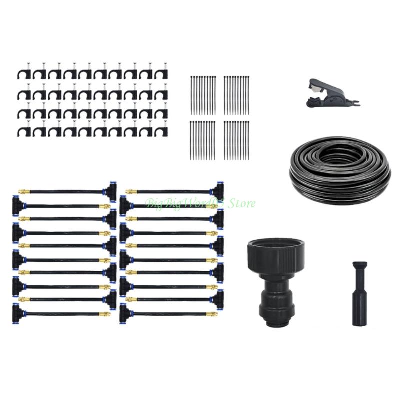 24TE Outdoor Misting Cooling System Bending Water Air Misting Nozzle Sprays Garden Flower