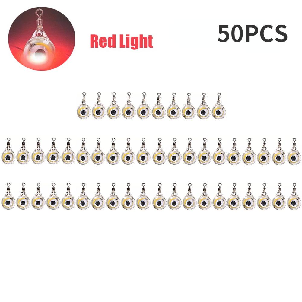 10-200pcs Mini Fishing Lure Light LED Deep Drop Underwater Eye Shape Squid Fish Bait Luminous Lure for Attracting Fish