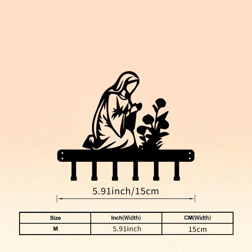 Wall Mount Key Holder Black Religious Metal Art Hook for Keys Coat Bag Entryway Decor