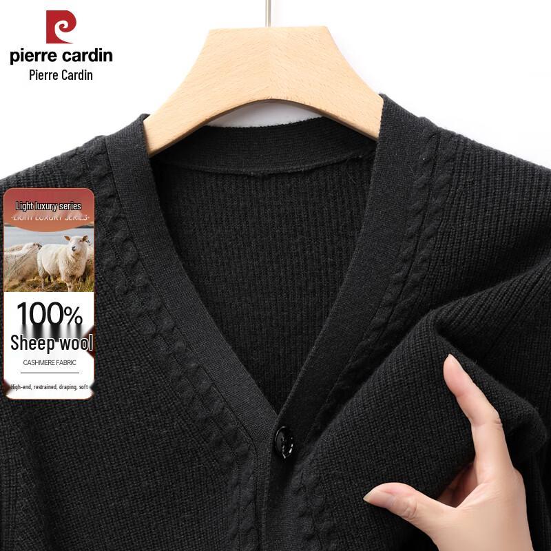 Pierre Cardin Men's V-Neck 100% Pure Wool Cardigan