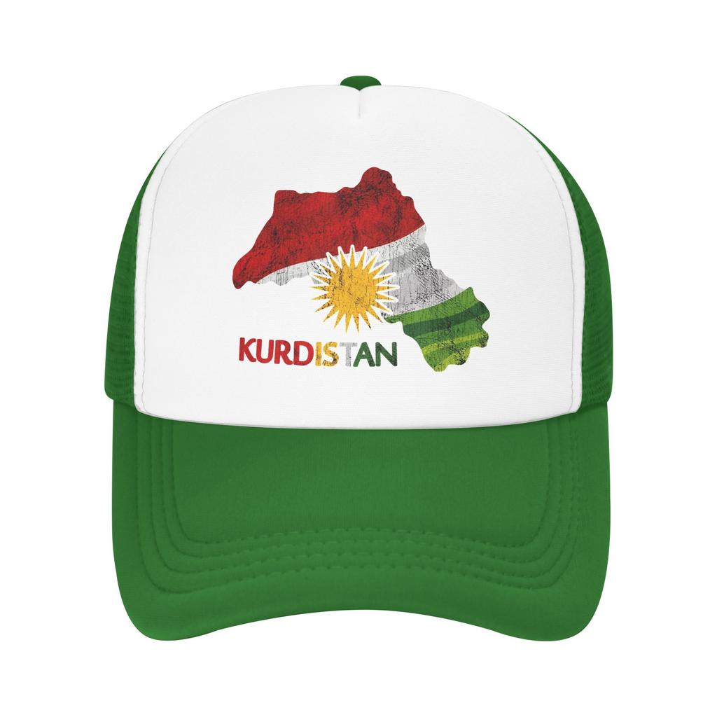 Flag Map of Kurdistan Mesh Baseball Cap Adult Hip-Hop Sun Hats  Hats Breathable Polyester Trucker Cap Wholesale New Trucker Caps