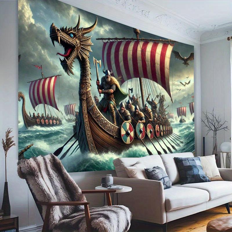 2D Plane 1 Piece of Viking Warrior Ship Photography Background Suitable for Parties Festivals Birthdays and Studio Props