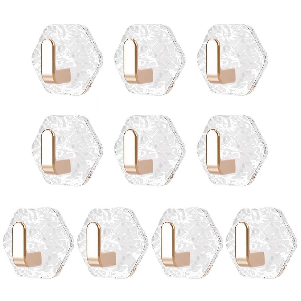 10 Pieces Adhesive Wall Hook Crystals Clear Without Nails Required Accessory for Towels Robes Kitchenwares Daily Use
