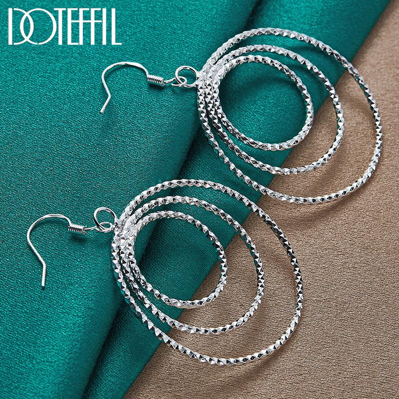 Charming Circle Pendant Earrings Gift Silver Fashion Jewelry