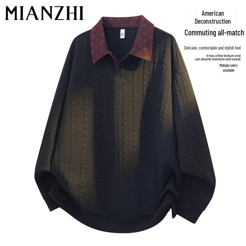 

Men s Loose Fit Knitted Polo Sweatshirt 4XL