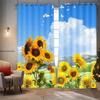 2 Stück bedruckte Vorhänge mit Sonnenblumenmuster, im Retro-Landhausstil für Schlafzimmer und Wohnzimmer