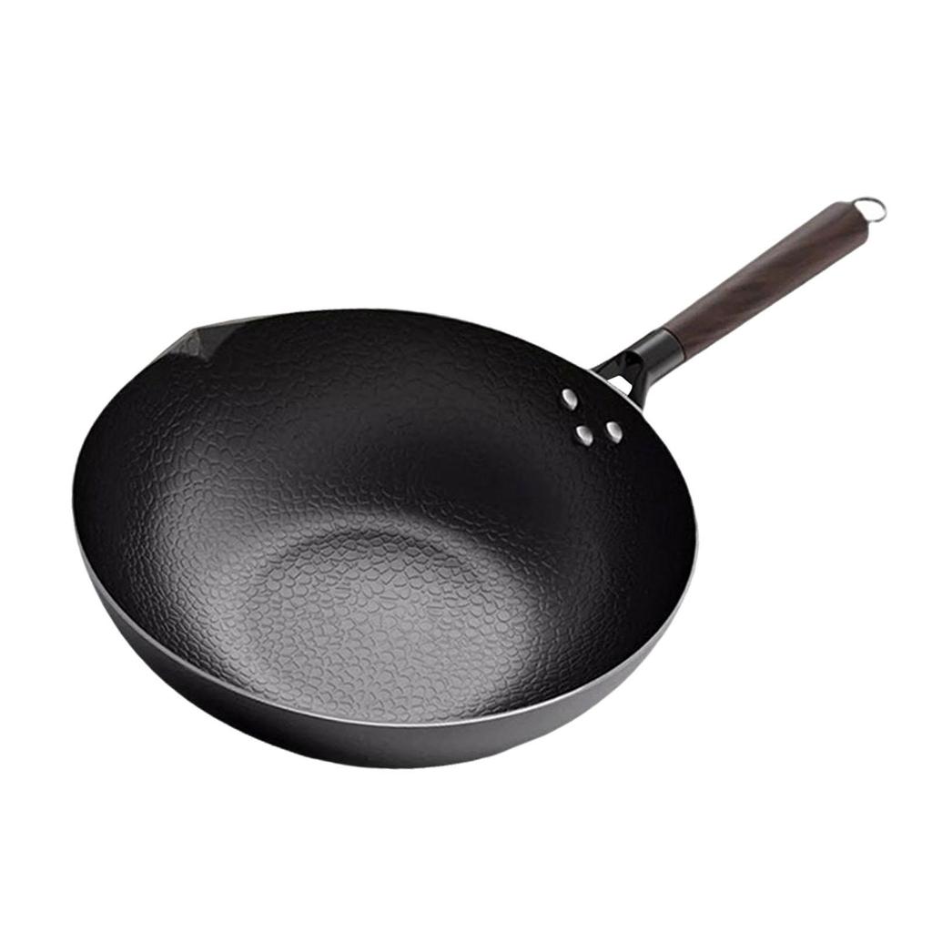 12.60inch Wok Cooking Cookware Induction Cooker Uncoated Pots Sautee Pan Without Wood Lid