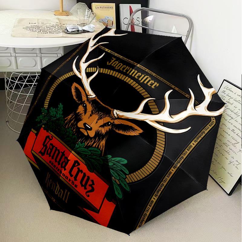 Jager-meister Spirit Drink Umbrella Folding Umbrella, Automatic Umbrella 8-Frame for Travel, Camping Use Gift for Halloween Christmas