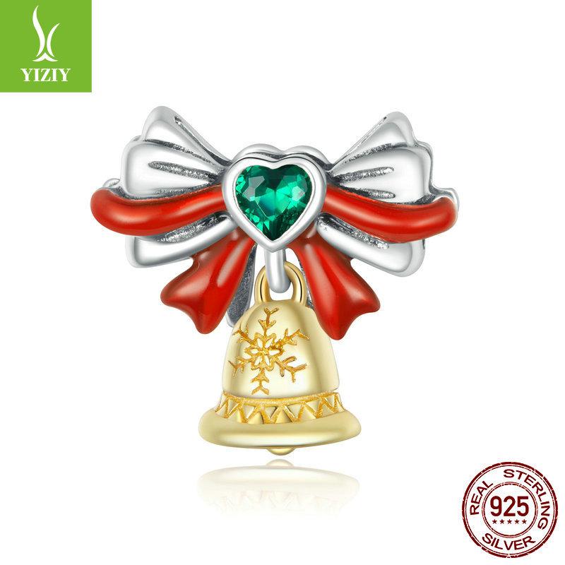 Christmas Series Silver Beads Charm Snowflake Reindeer S925 Silver Beaded Pendant Accessories