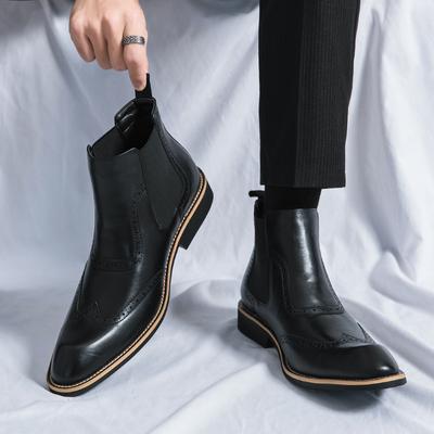 Martin Boots Summer High-top Leather Shoes Inner Height Increase British Chelsea Boots Short Boots Medium-top Business Casual Boots