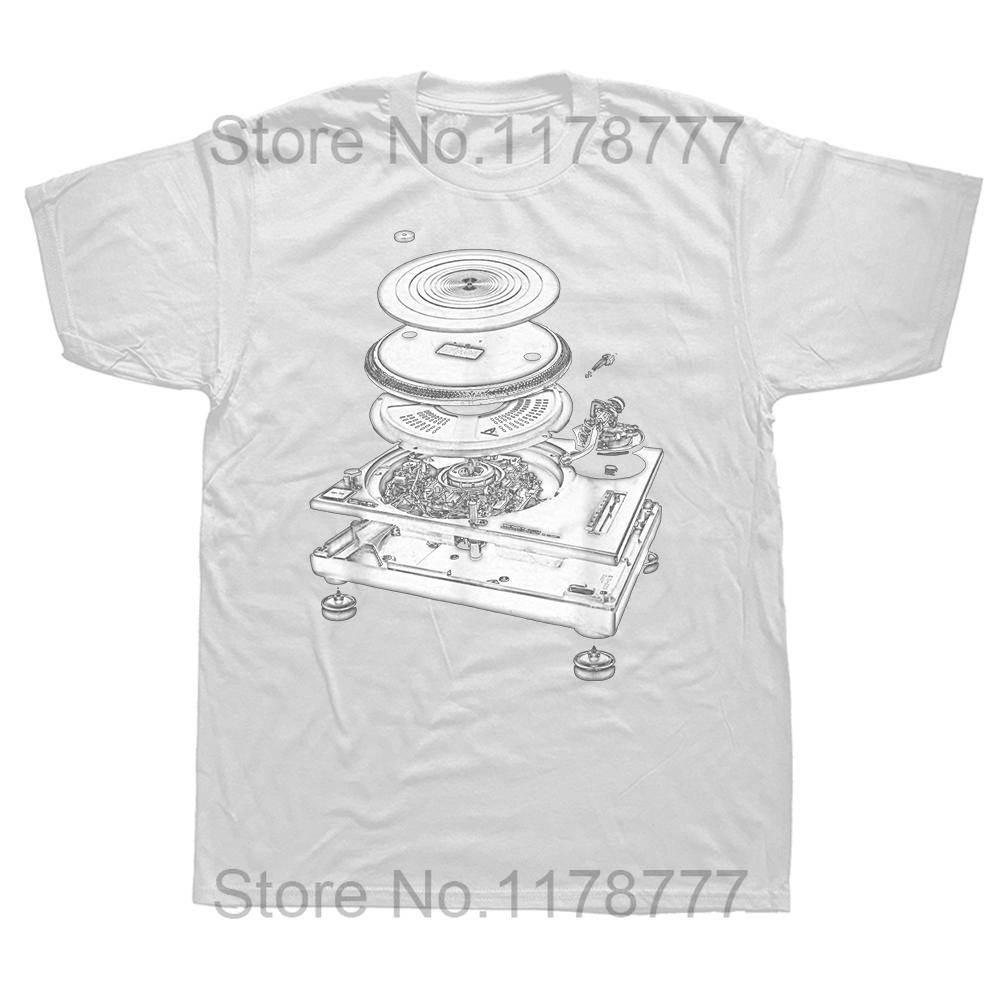 Funny DJ Turntable 1210 Exploded Blueprint Design T Shirts Summer Graphic Streetwear Music Hip Hop Birthday Gifts Tshirt Men