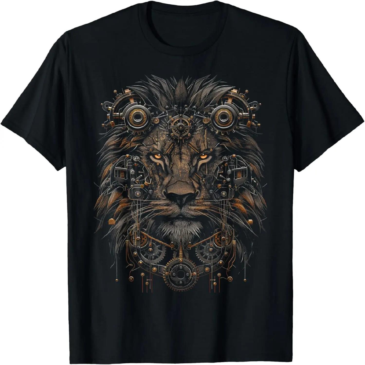 

Steampunk Lion Bronze And Black Artwork Graphic T-Shirt XXXXXL різнокольоровий
