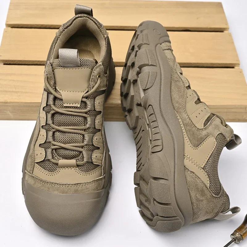 Fashion Non-Slip Outdoor Male Sneakers Suede Leather Treking Footwear for Men Casual Hiking Shoes Travel Climbing Camping Trainers Male