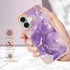 For iPhone 16 TPU Case with IMD Marble Pattern Electroplated Back Cover