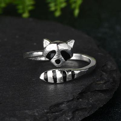 Creative Raccoon Open Ring Women Fox Tail Animal Jewelry Adjustable Cute Fashion Accessories
