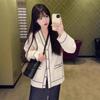 Nanyou Premium Double G25 Casual Color Block V-Neck Wool Knit Cardigan