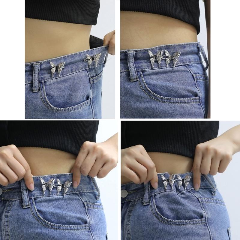2pcs Nail-free Waist Buckle Butterfly Waist Closing Artifact Adjustable Snap Button Detachable Clothing Pant Jean Sewing
