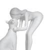 3D Printed Minimalist Woman Petting Cat Figurine Black White Love Statue Modern Art Sculpture for Desk Shelf Home Decor Creative Gift for Couples