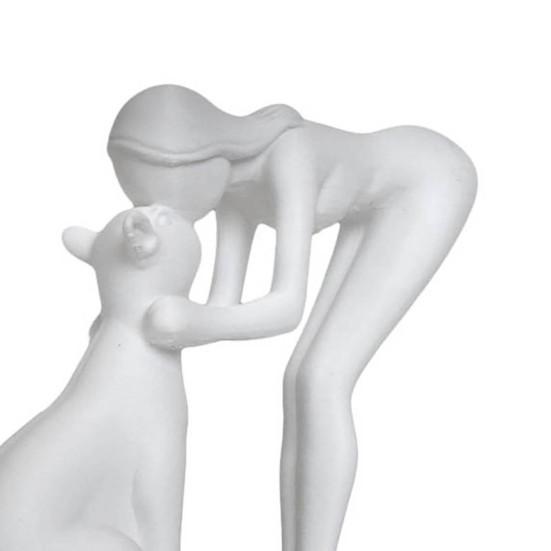 3D Printed Minimalist Woman Petting Cat Figurine Black White Love Statue Modern Art Sculpture for Desk Shelf Home Decor Creative Gift for Couples