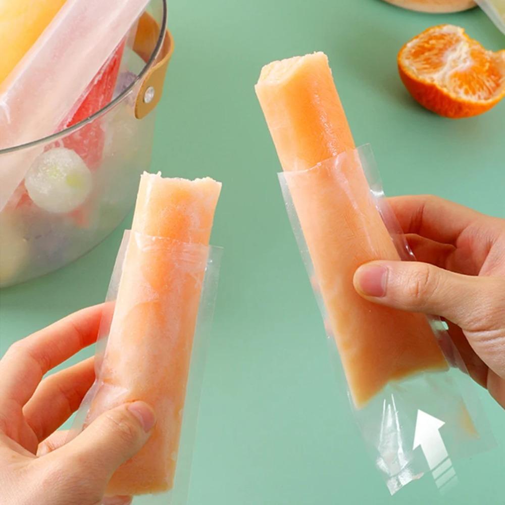 50pcs Zip Seals Ice Popsicle Bags With Silicone Funnel Ice Lolly Bag Homemade Ice Cream Bags  Yogurt