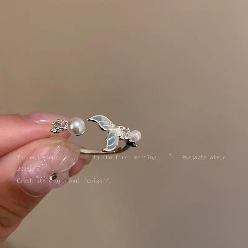 

Gradual Change Fishtail Zircon Open Ring Girls Fashion Simple Design Sense Index Finger Ring Niche Exquisite Versatile Ring
