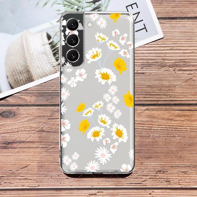 

Прозрачный чехол с желто-белым цветком и цветочным принтом для Samsung Galaxy S23 S22 S21 S20 Fe Ultra S10 S9 S8 Plus 10e S10lite Note 10plus 20ultra Samsung S10 4G