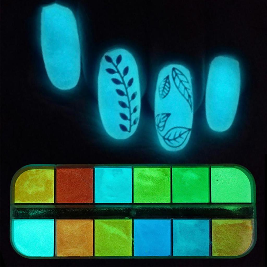 Glow In Dark Nail Glitter Powder DIY Manicure Tips Luminous Pigment Decoration