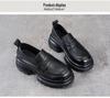 Women's Retro Cowhide Loafers with Thick, Soft Soles - Height-Increasing Leather Shoes for Spring and Autumn