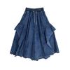Autumn Winter Plus Size Women Jeans Long Pants Trousers Loose Wide Leg Pants Casual Denim Skirt Pants