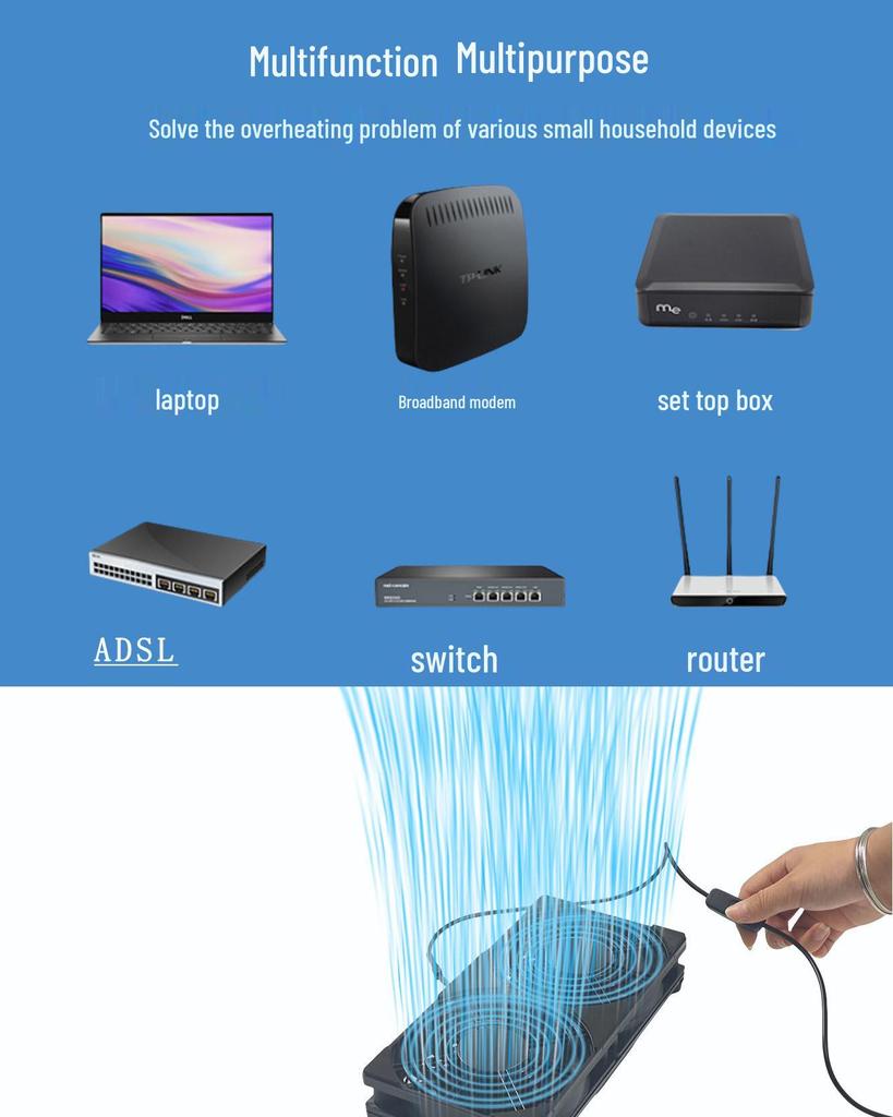 Silent Dual-Fan Optical Modem Router Chassis with USB Multifunctional Cooling