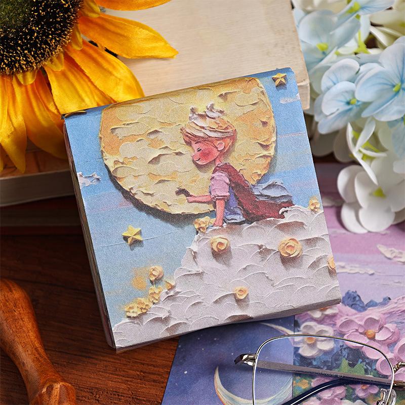 50 φύλλα/βιβλίο Χαρτί Scrapbook Κινούμενα Σχέδια Τοπίο Χαρακτήρας Στυλ Μικρός Πρίγκιπας Ιριδίζον Εγχειρίδιο Scrapbook Διακόσμηση Ημερολογίου
