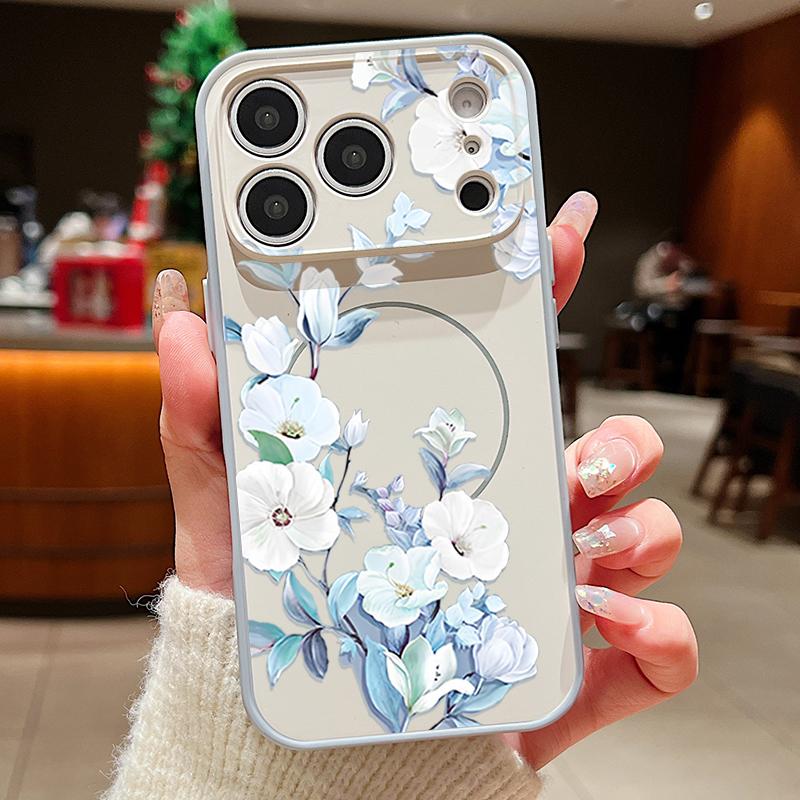 

Lavender Peony Rose Floral Pattern Case For iPhone 17 Pro Max Magnetic For Magsafe Hybrid Slim Matte Cover For iPhone 16 15 14 13 Pro Max iPhone 13 Pro сірий