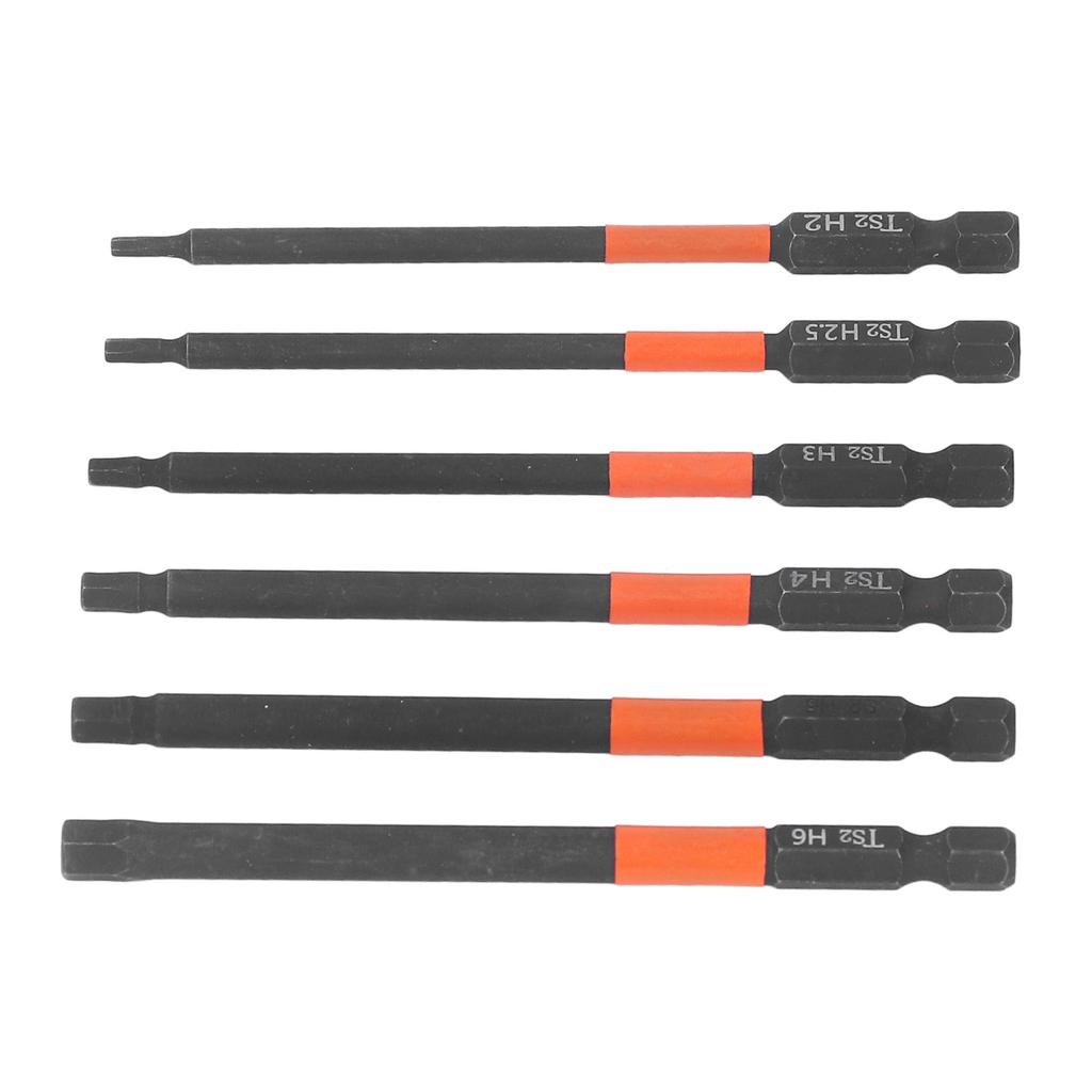 6Pcs Electric Impact Driver Cross Drill Bit Strong Magnetic Black 14in Hex Shank Screwdriver Bit
