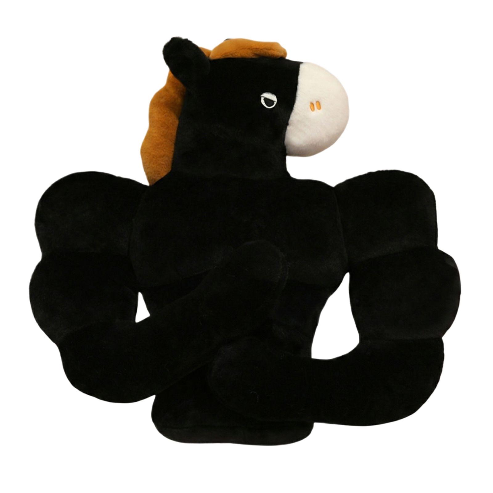 

Plush Stuffed Animal Toy Horse with Muscular Arms Soft Fabric Novelty Character for Home or Office Decoration Gift One Size чёрный