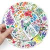 50 Plant-Themed Graffiti Flower Stickers for Suitcases, Cars, Water Bottles, Scooters