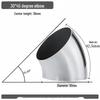 Adaptador de Codo de Pasamanos de Acero Inoxidable a 45° - Codo de Soldadura de Escape Anticorrosión
