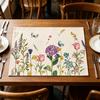 5Pcs Floral Linen Placemats Cute Bunny Hummingbird Farmhouse Placemats Machine Washable Table Protection Mats for Home Dining Wedding Party