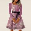 Women's Casual Fashion Long Sleeve  Vintage Long Dresses
