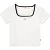 Levis SS24 Summer Collection Letter Jacquard Square Neck Comfortable Short Sleeve T-Shirt Women Tops White 0019T-0000