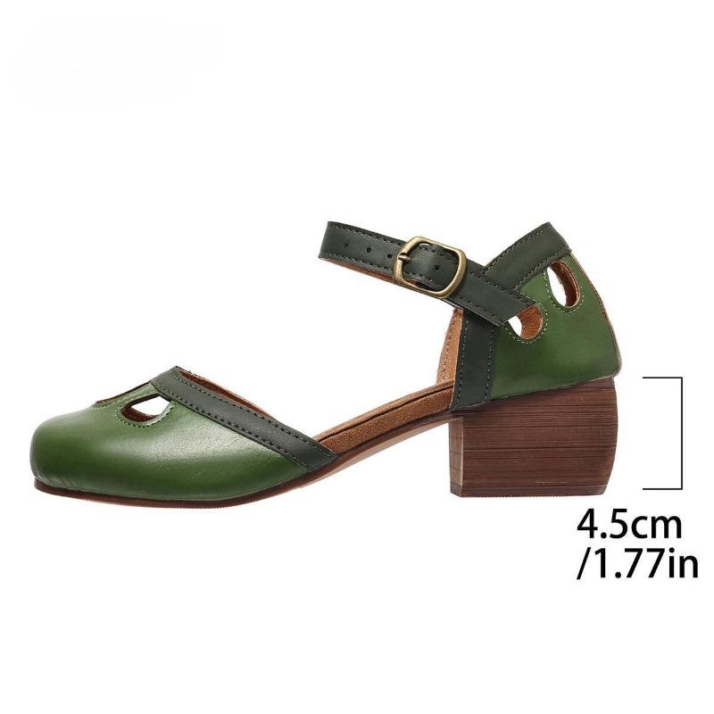 Spring Summer Casual Large Size Women's Shoes Color Block Thick Heel High Heel Sandals Round Toe Rubber Outsole